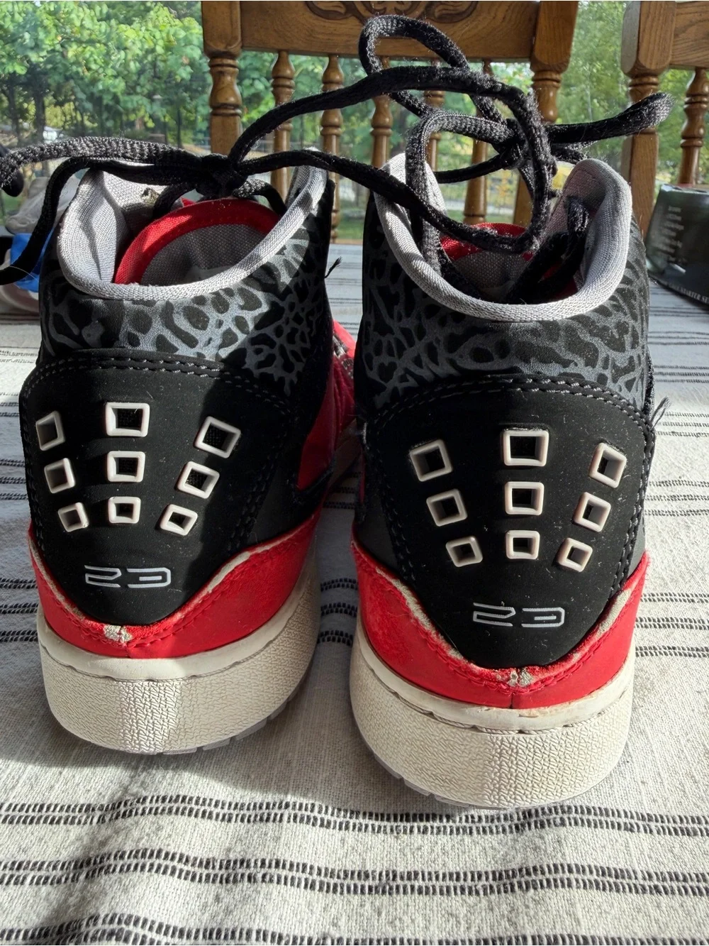Nike Air Jordans Red and Black Kids' High-Top Sneakers Size Youth 5.5